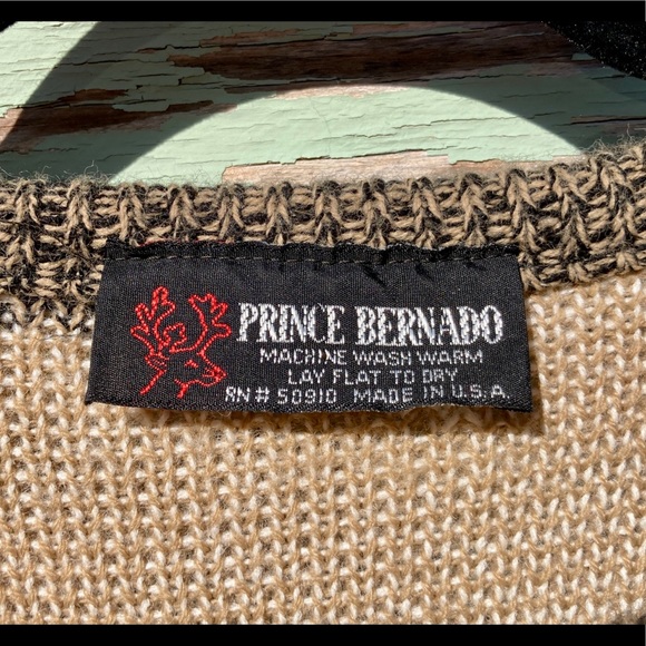 Vintage Slouchy Abstract Knit Sweater Neutrals Prince Bernardo - Picture 7 of 8